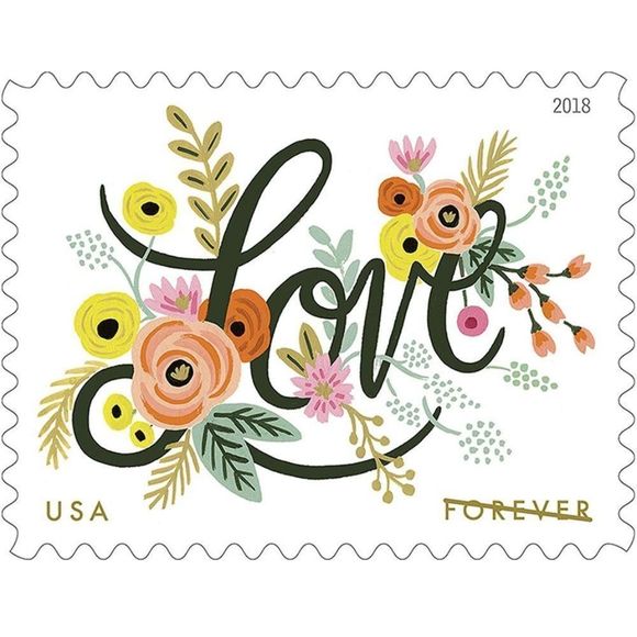 100 Love Flourishes 2018 Forever Postage Stamps USPS Valentines Wedding Party - Picture 2 of 7